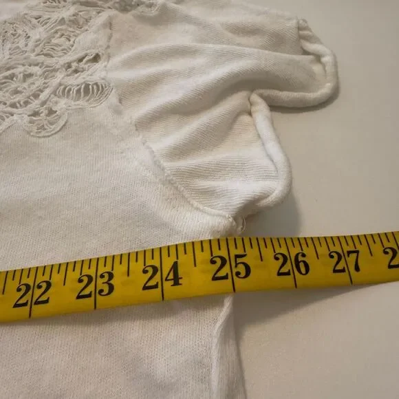 Free People Lyla Top Ivory Crochet Size S Boho, Casual, Coastal - Picture 6 of 13